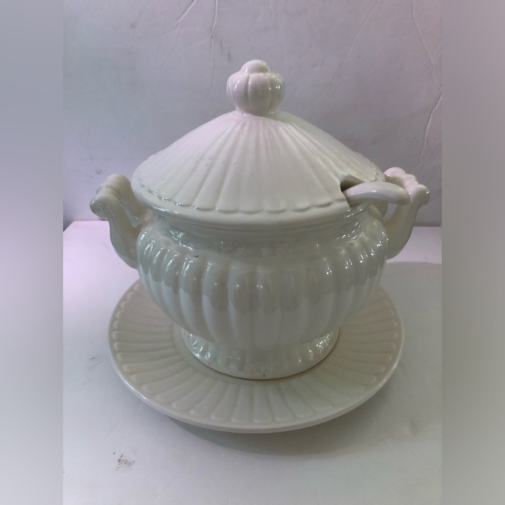 - Soup Tourine with Spoon and Platter. Like NEW.